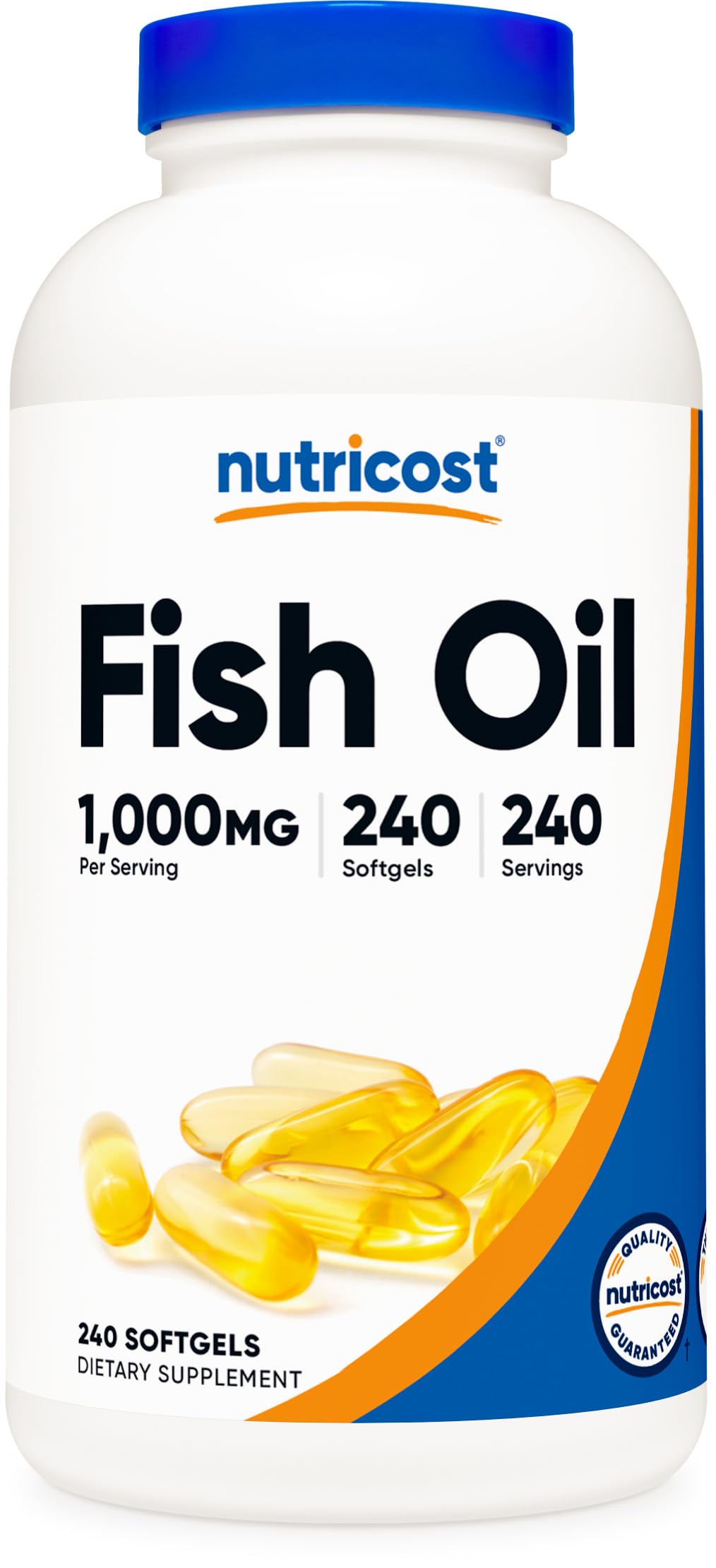 Nutricost Fish Oil Omega 3 Softgel Capsules bottle front view