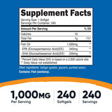 Nutricost Fish Oil Omega 3 Softgel Capsules side view showing label
