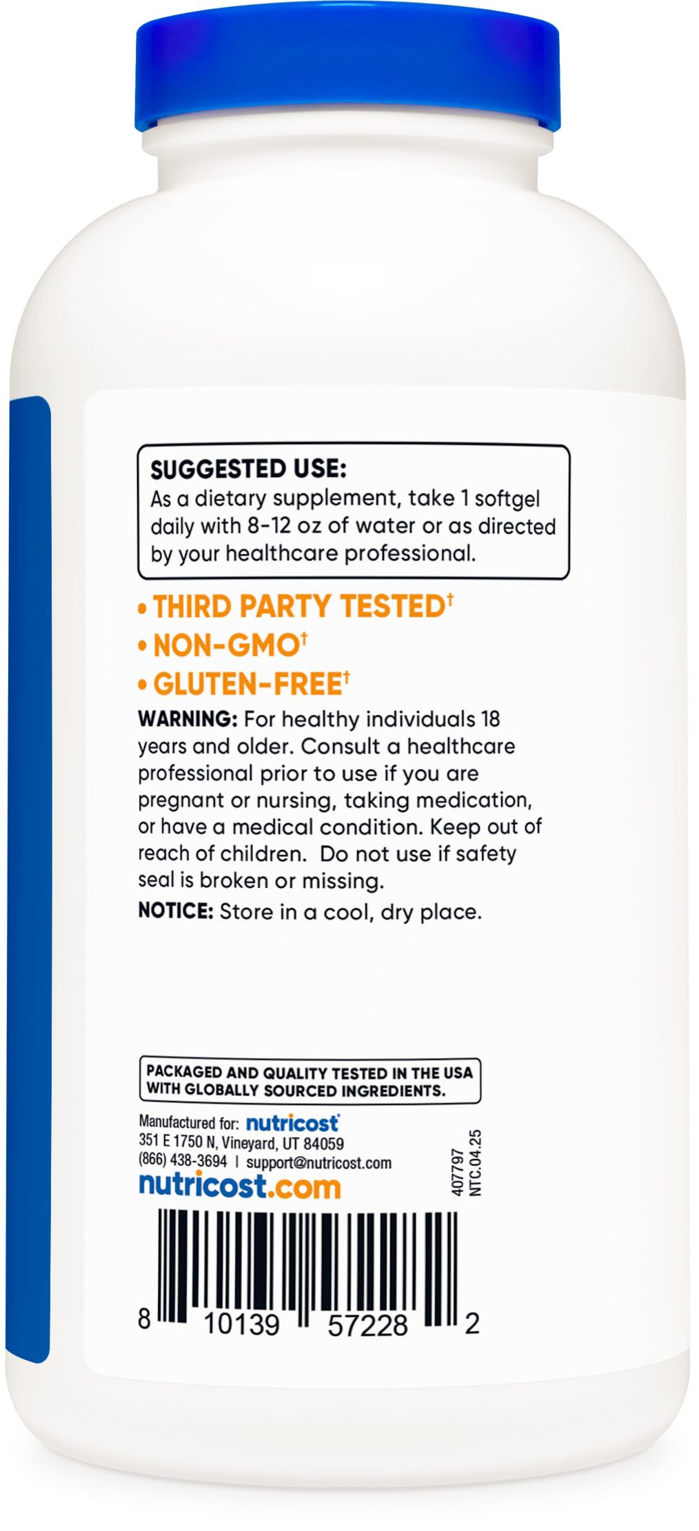 Nutricost Fish Oil Omega 3 Softgel Capsules with measuring spoon