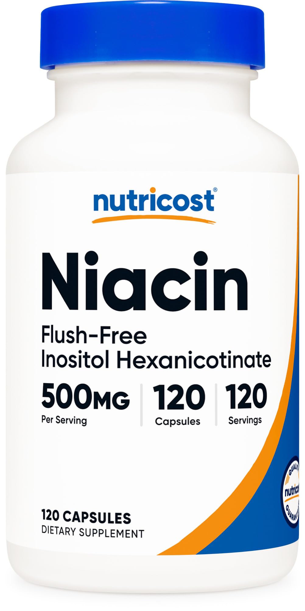 Nutricost Flush-Free Niacin 500mg capsules front view