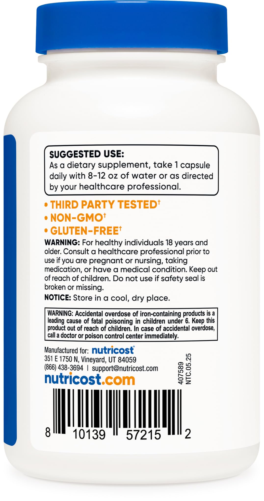 Nutricost Gentle Iron Bisglycinate ingredients list