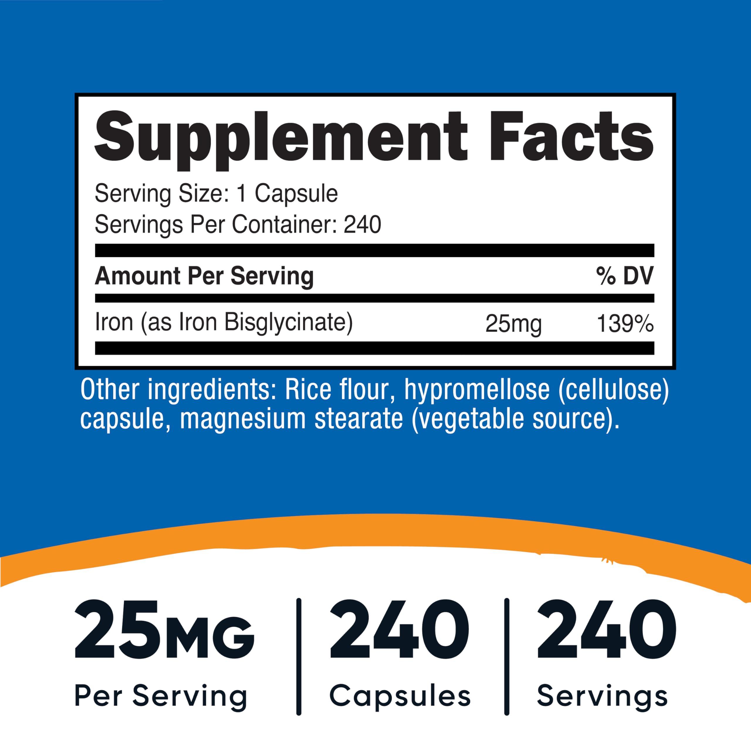 Nutricost Gentle Iron Bisglycinate supplement bottle side view