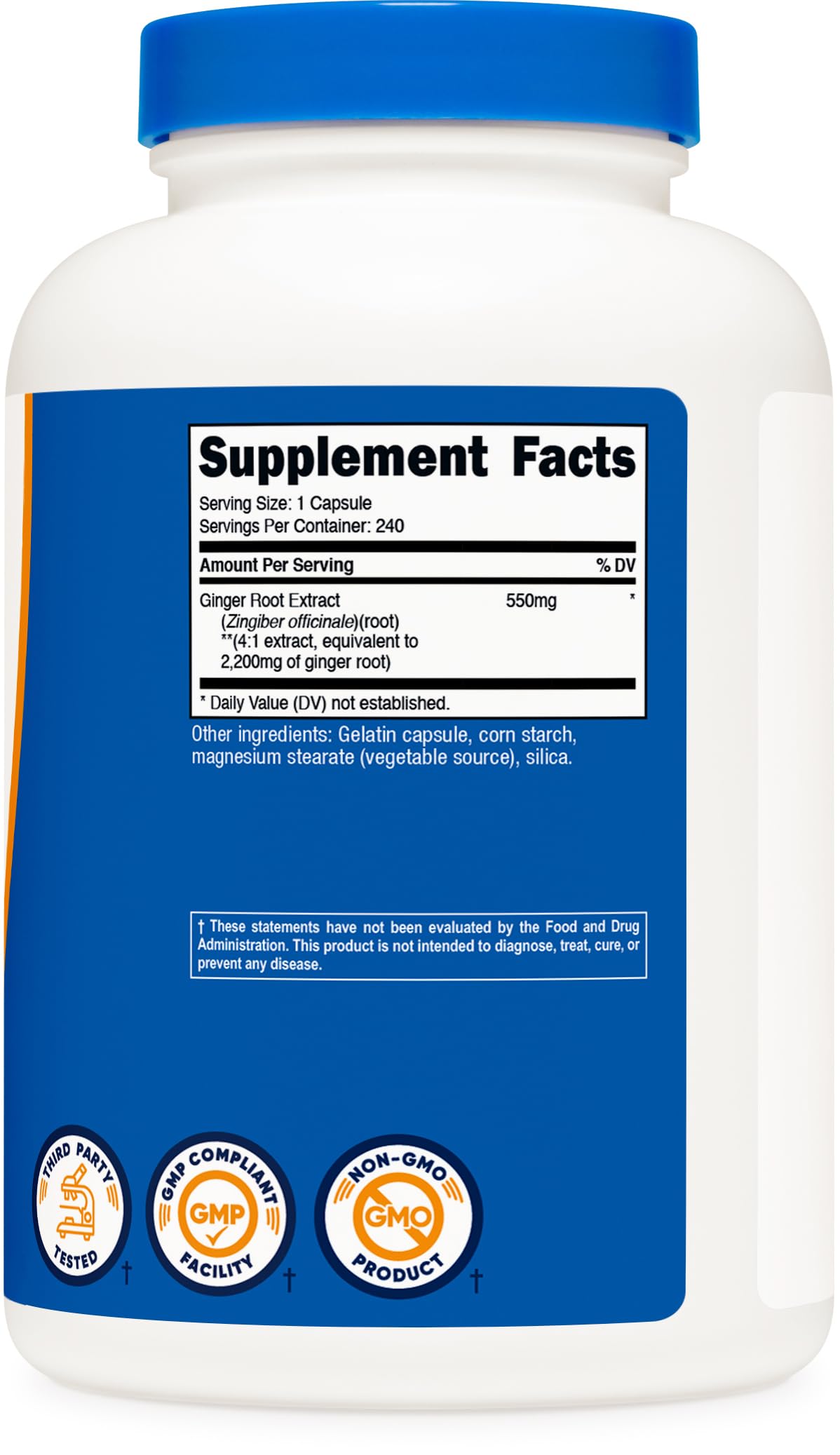 Nutricost Ginger Root Extract 240 capsules back label