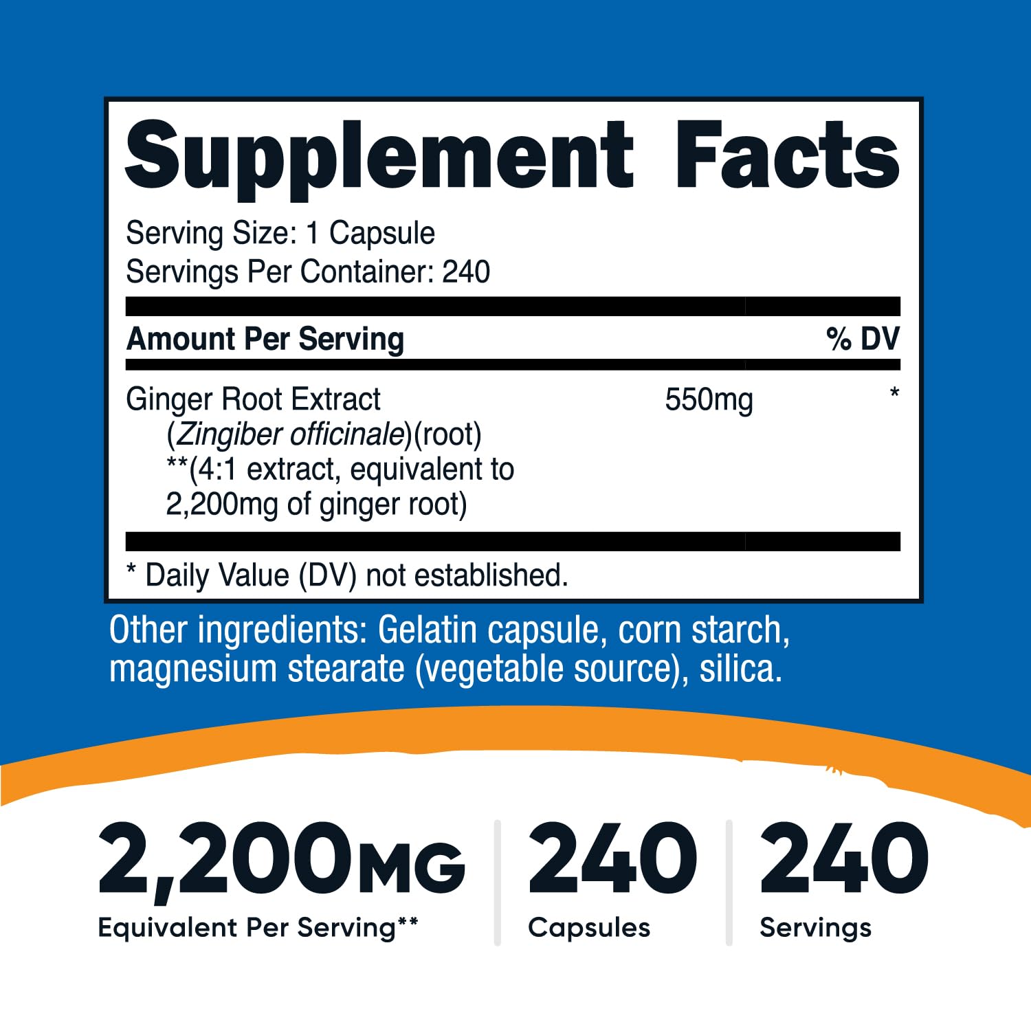 Nutricost Ginger Root Extract 550mg bottle side view