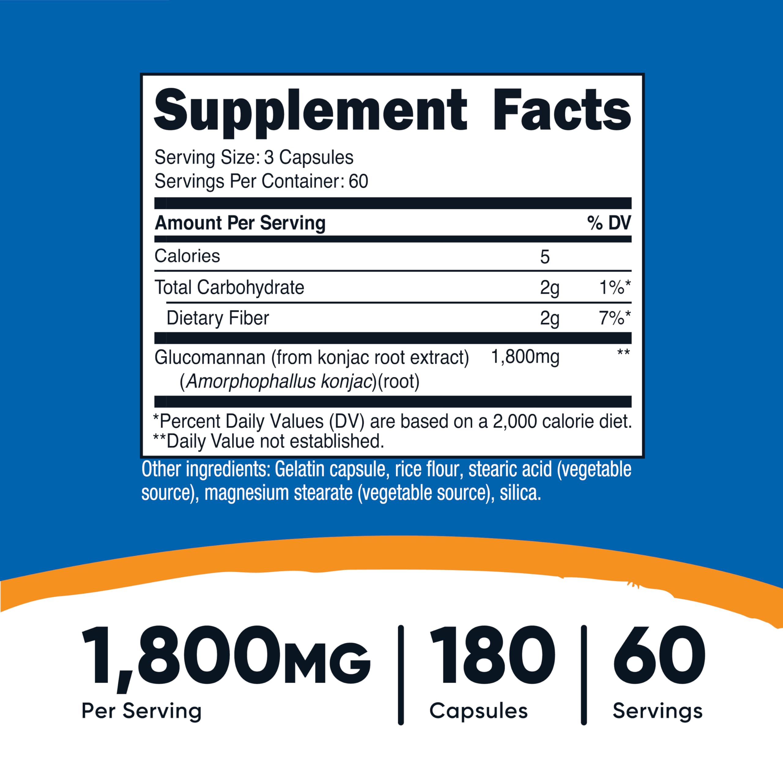 Nutricost Glucomannan Capsules side view showing label