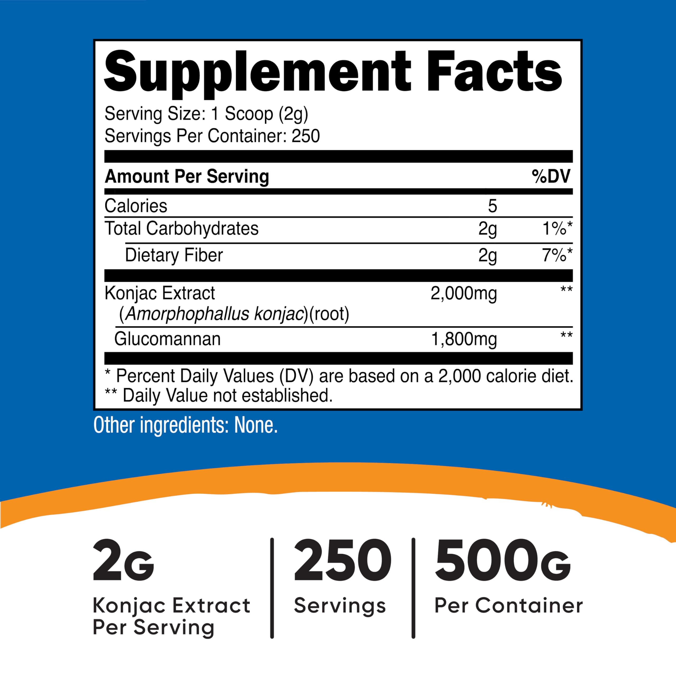Nutricost Glucomannan Powder 500g side view
