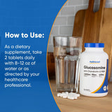 Nutricost Glucosamine Chondroitin MSM tablets on a kitchen countertop