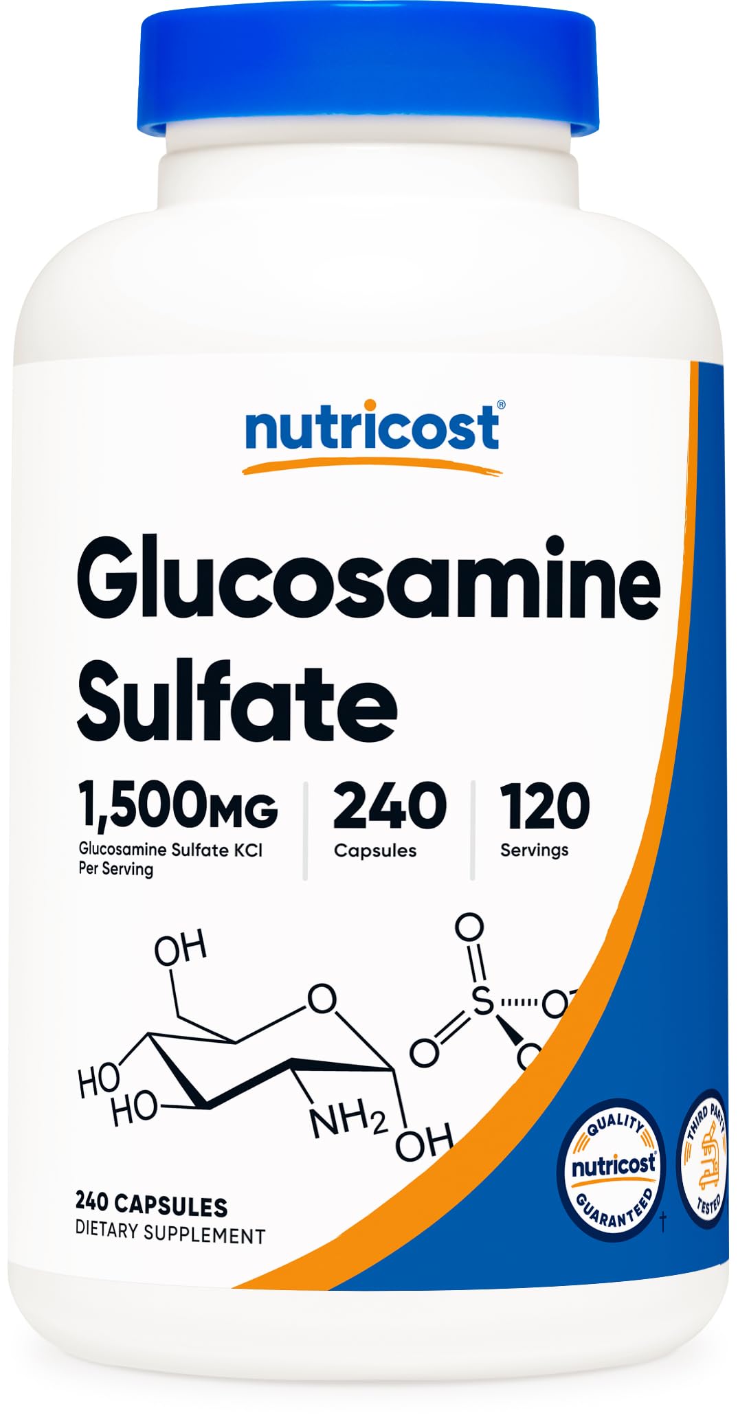 Nutricost Glucosamine Sulfate 1500mg 240 Capsules front view