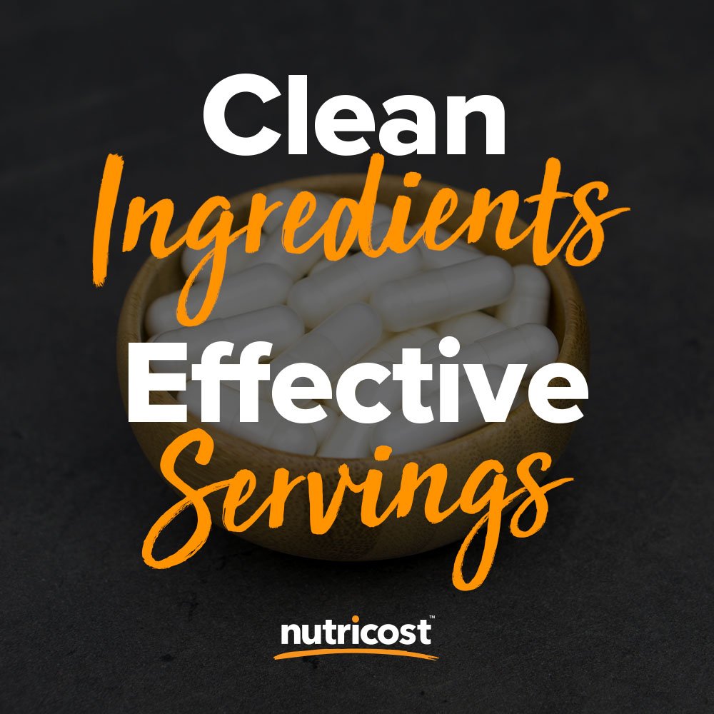 Nutricost Glucosamine Sulfate bottle with a measuring spoon