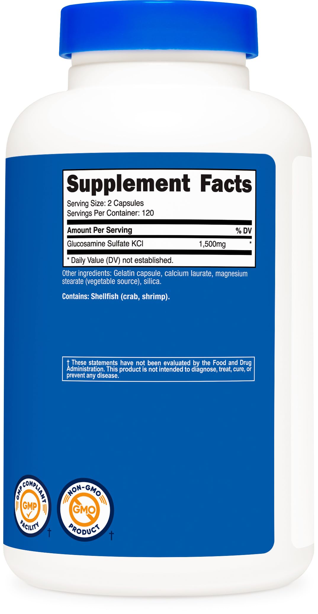 Nutricost Glucosamine Sulfate bottle with dosage information