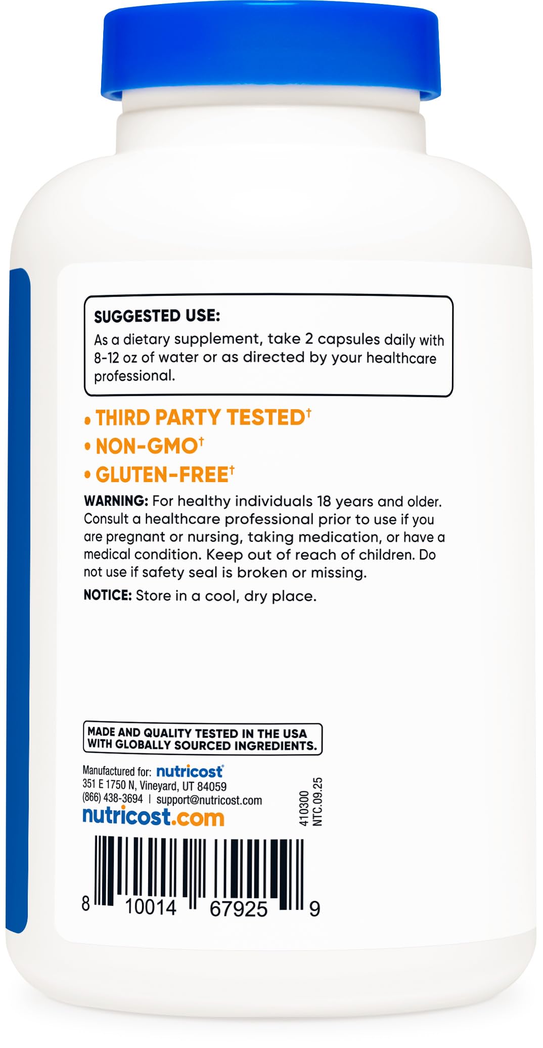 Nutricost Glucosamine Sulfate ingredients list