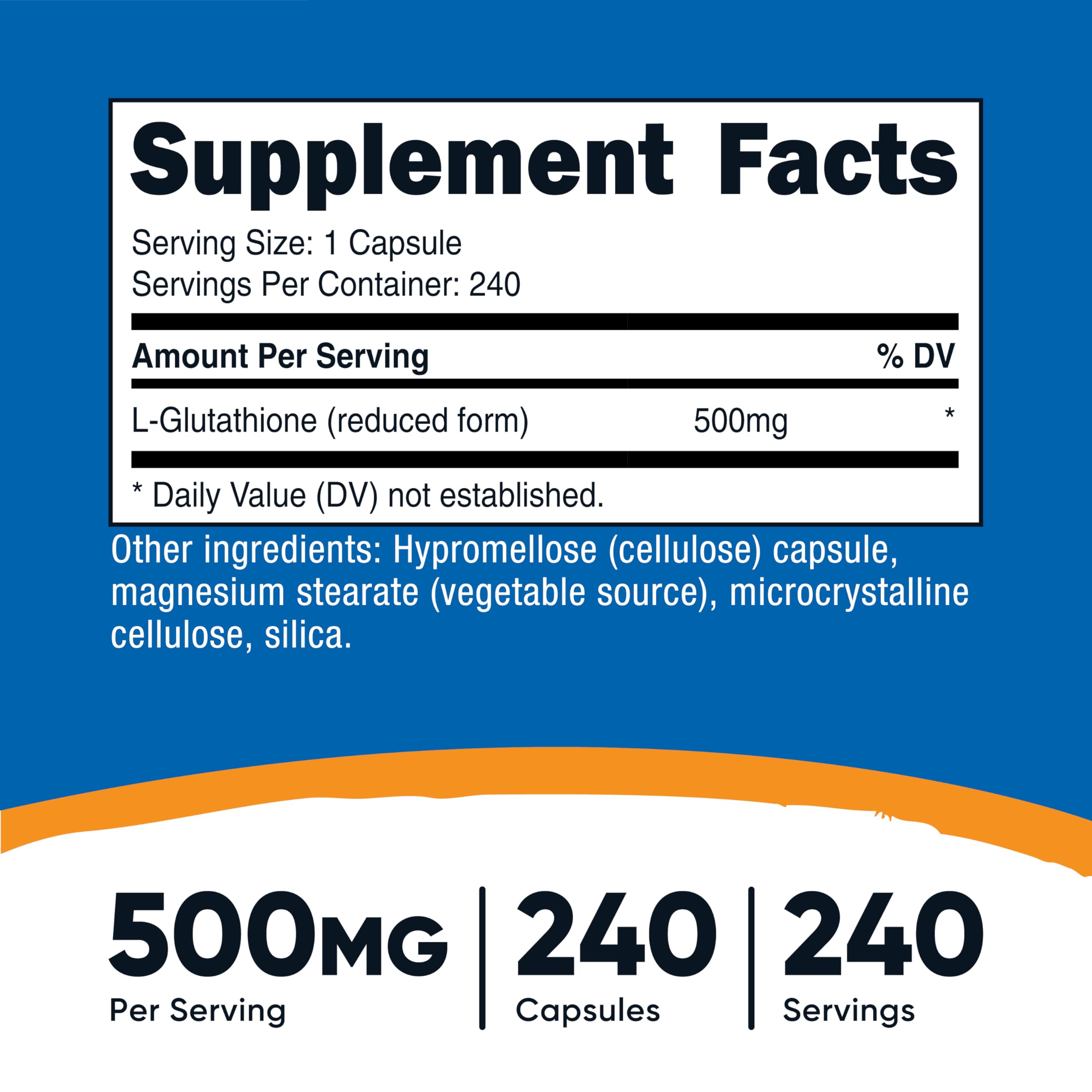 Nutricost Glutathione Capsules side view showing label