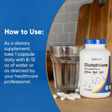 Nutricost Glutathione Capsules with a glass of water