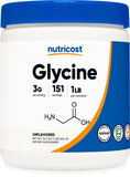 Nutricost Glycine Powder 1lb container front view