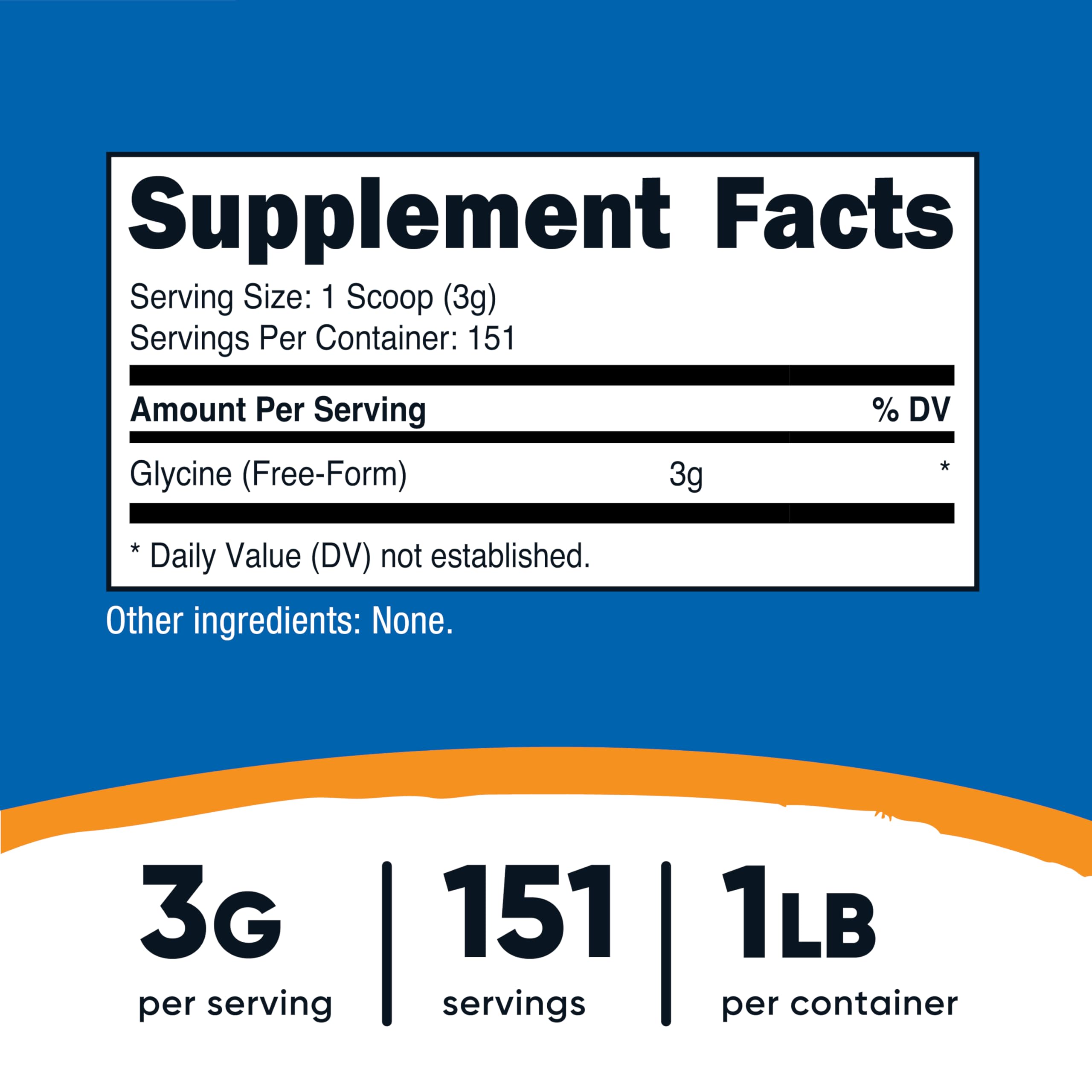 Nutricost Glycine Powder 1lb container side view