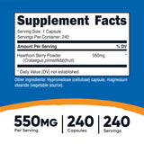 Nutricost Hawthorn Berry Supplement 240 vegetarian capsules side view