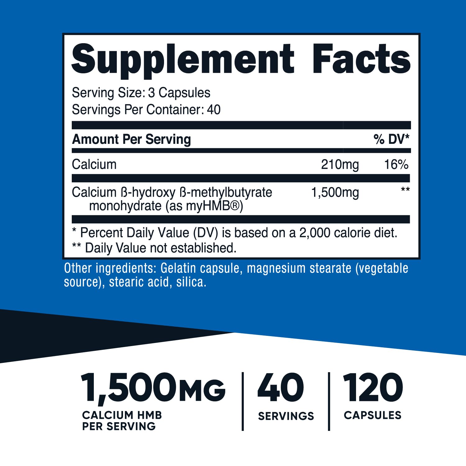 Nutricost HMB Calcium Capsules bottle side view