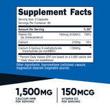 Nutricost HMB Vitamin D3 Supplement 240 capsules bottle side view