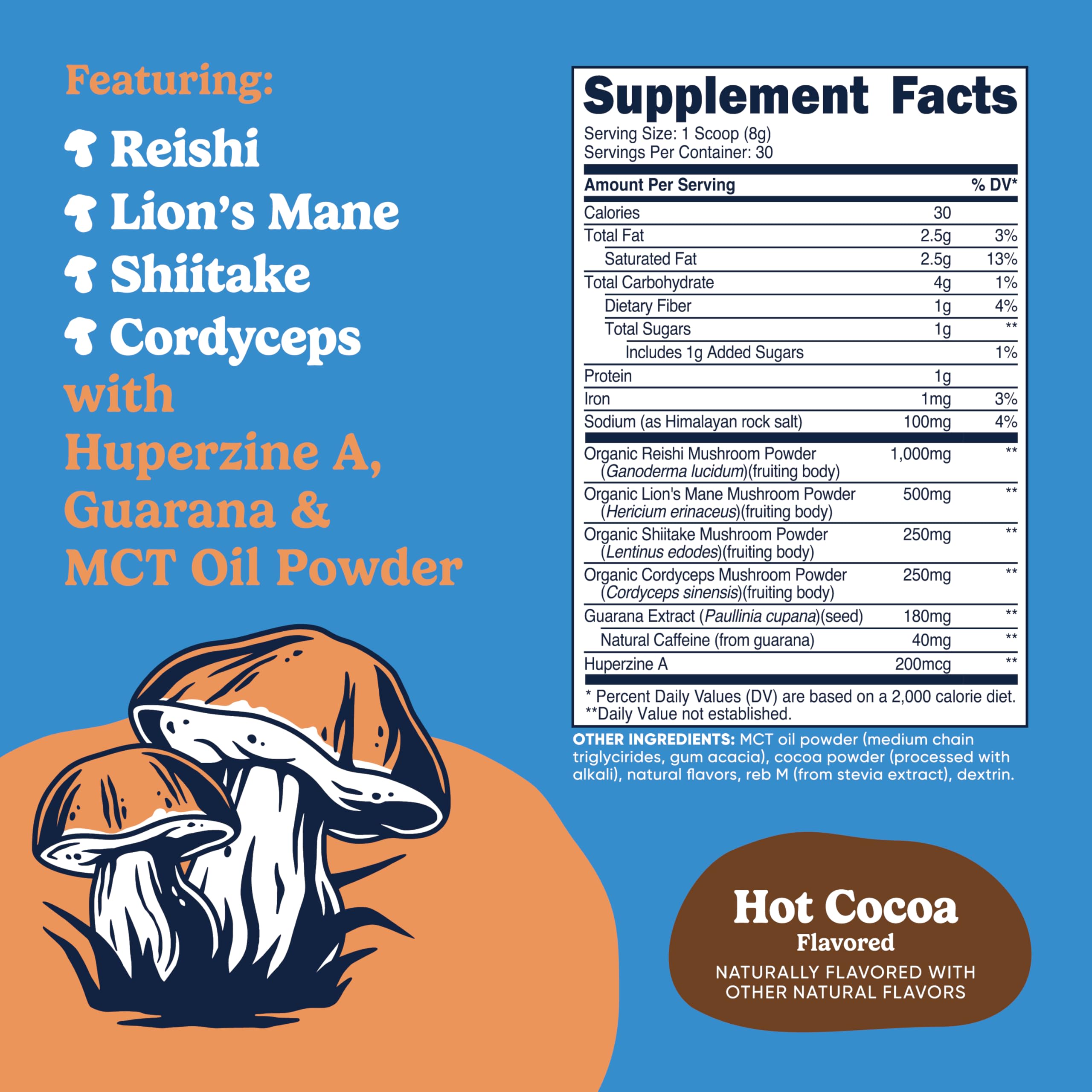 Nutricost Hot Cocoa Adaptogenic Mushroom Drink powder in a cup