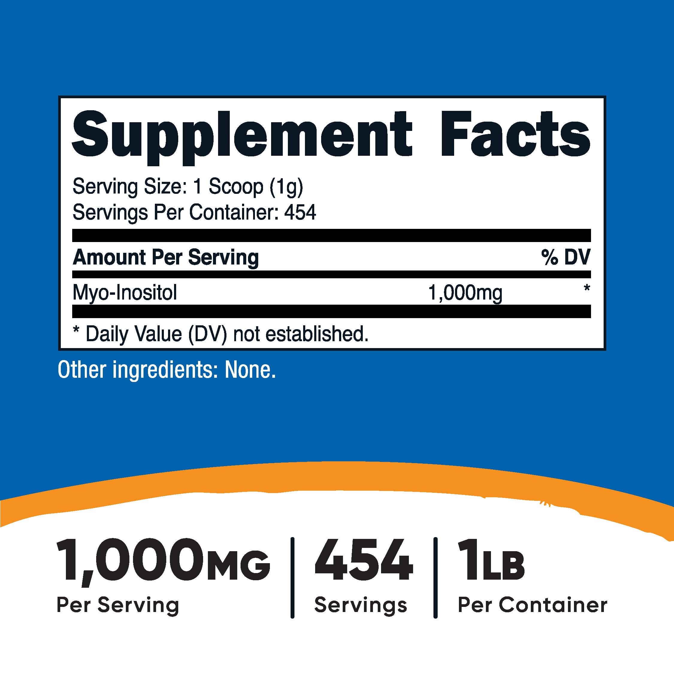 Nutricost Inositol Powder 454g side view with scoop