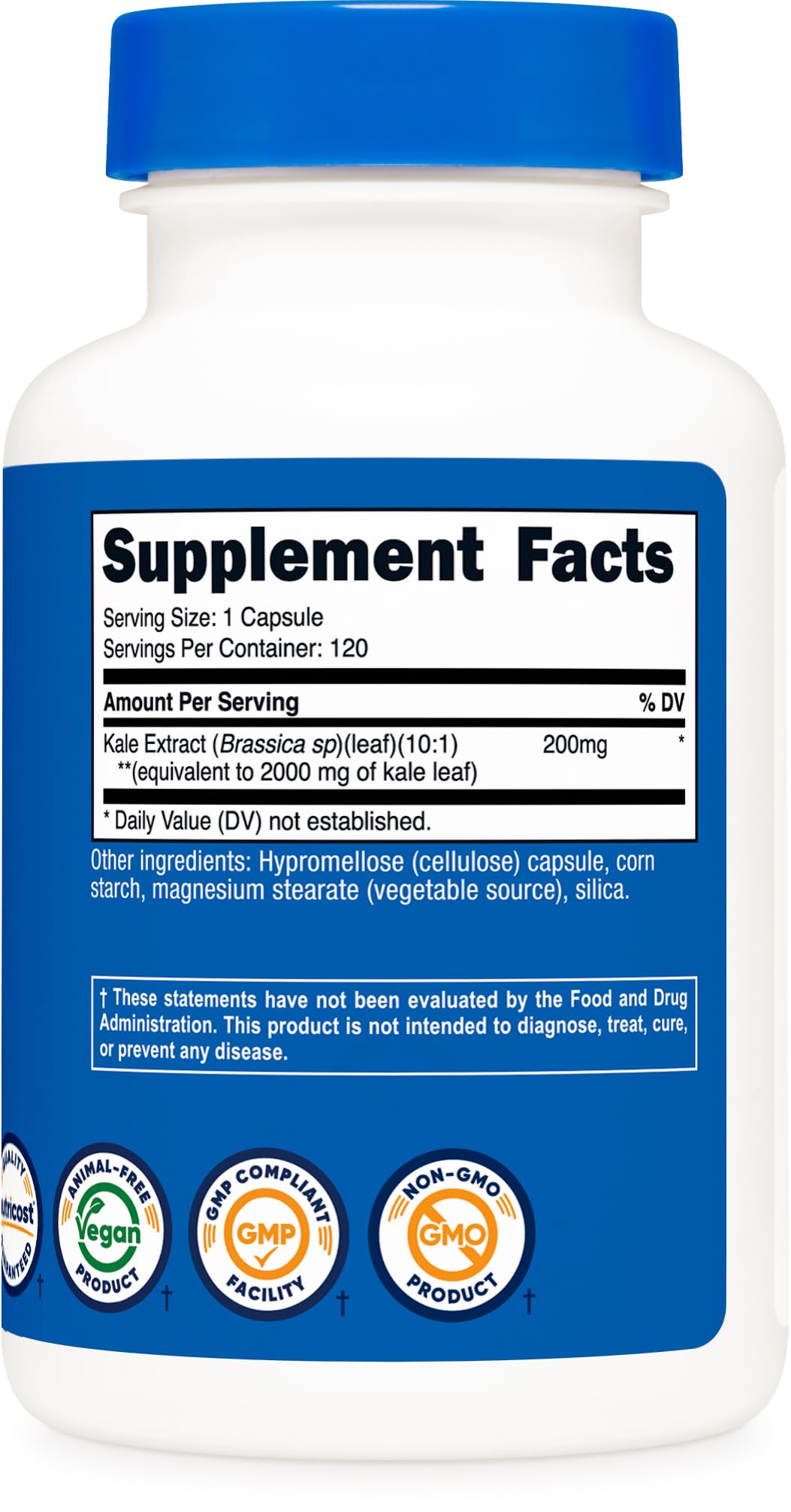 Nutricost Kale Extract Capsules 200mg on a wooden table