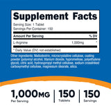 Nutricost L-Arginine 1000mg Tablets nutritional information