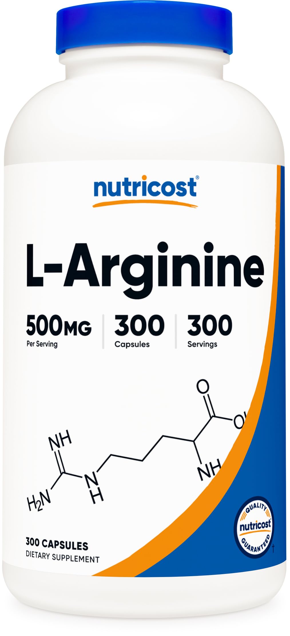 Nutricost L-Arginine 500mg capsules bottle front view