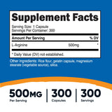 Nutricost L-Arginine 500mg capsules side view