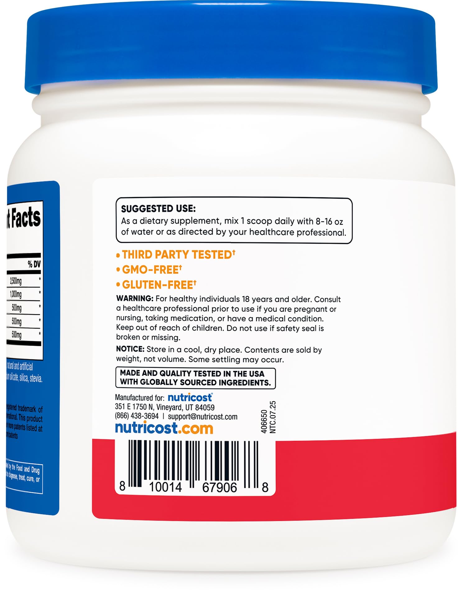 Nutricost L-Arginine Complex Powder 590g serving scoop