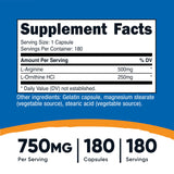 Nutricost L-Arginine & L-Ornithine capsules side view
