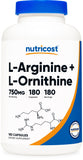Nutricost L-Arginine & L-Ornithine supplement bottle front view
