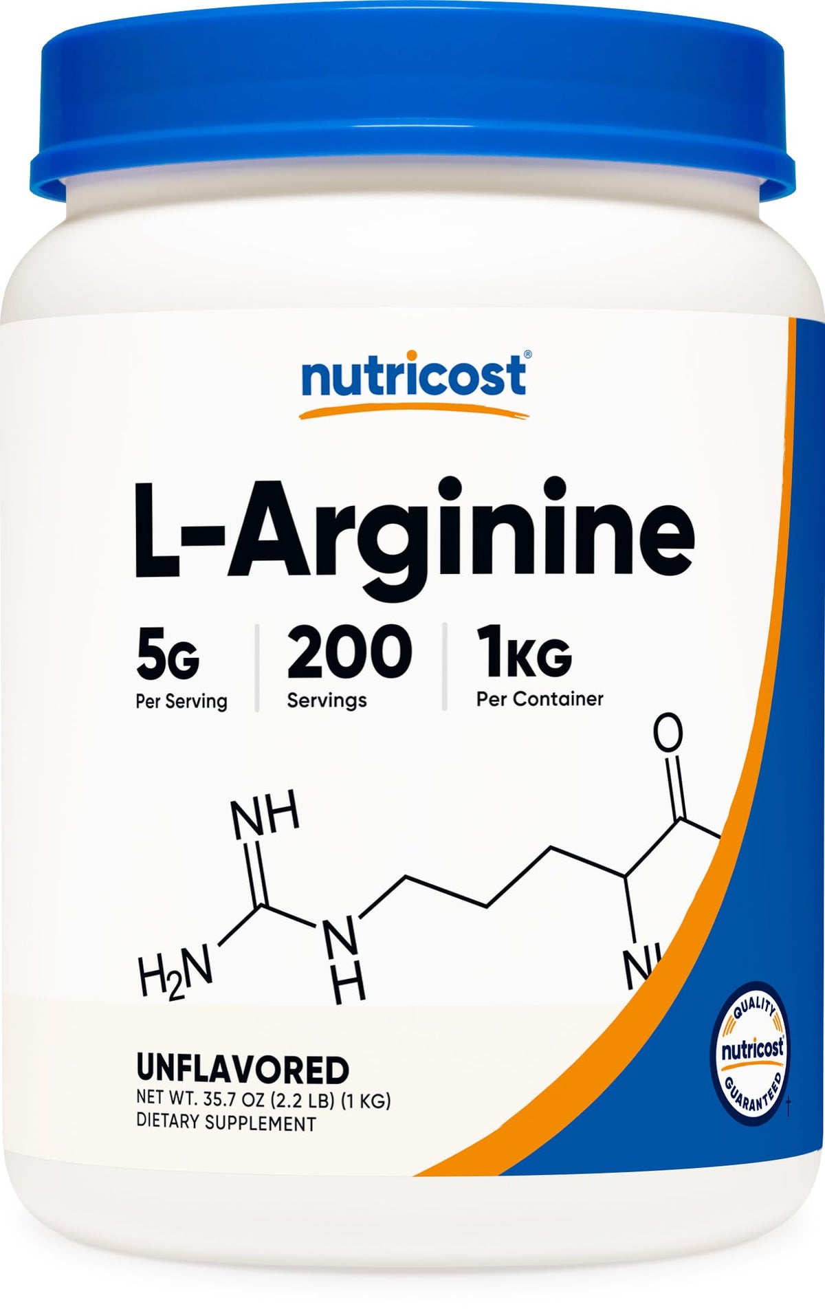 Nutricost L-Arginine Powder 1KG front view