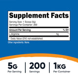 Nutricost L-Arginine Powder 1KG side view