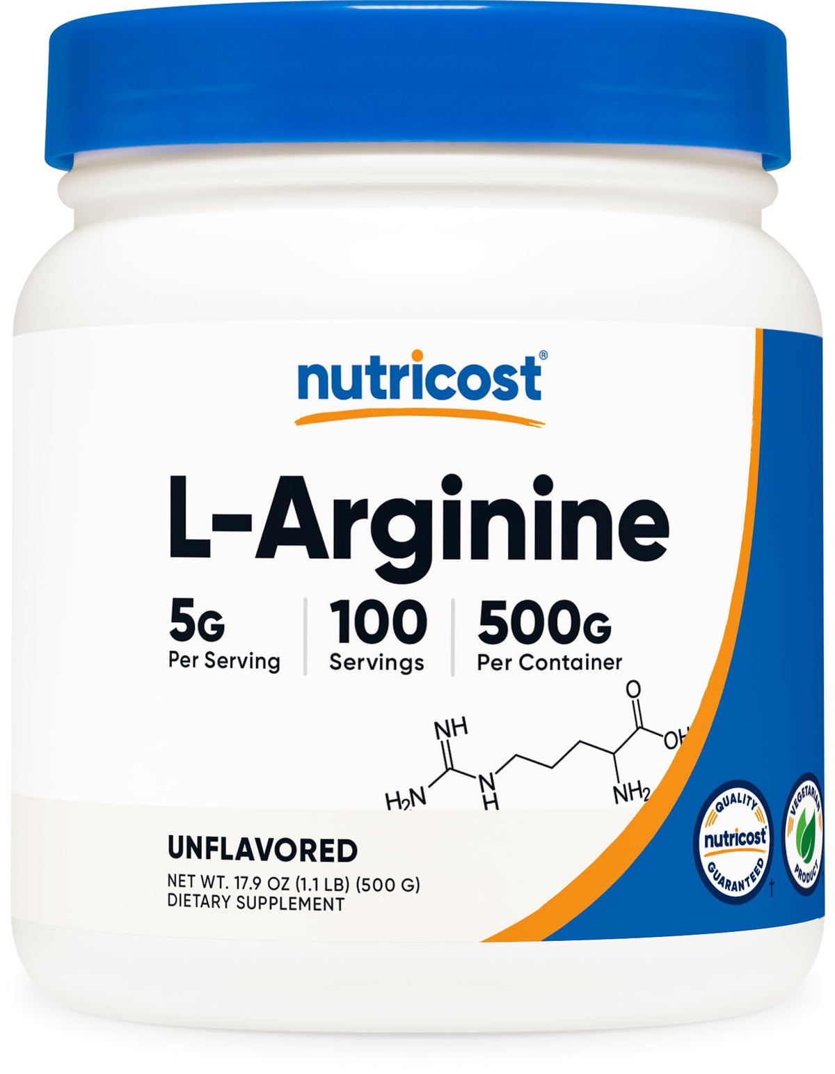 Nutricost L-Arginine Powder 500g front view
