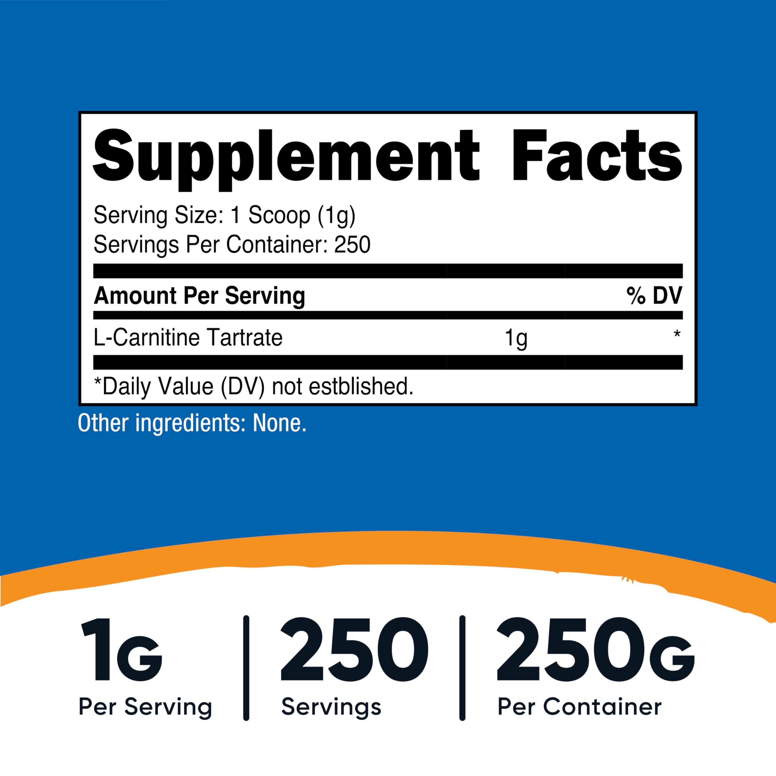 Nutricost L-Carnitine Tartrate Powder 250g side view