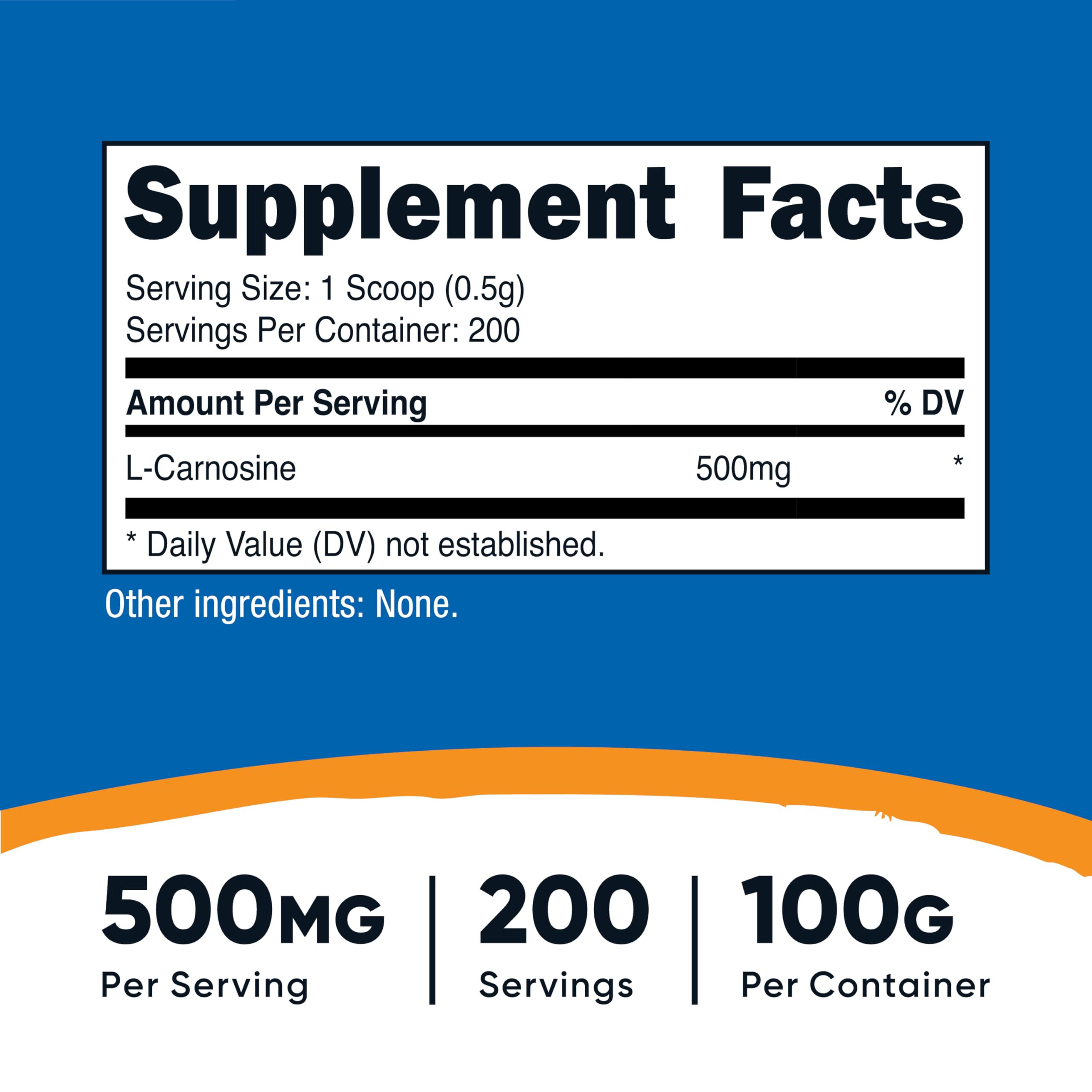 Nutricost L-Carnosine Powder 500MG nutritional information
