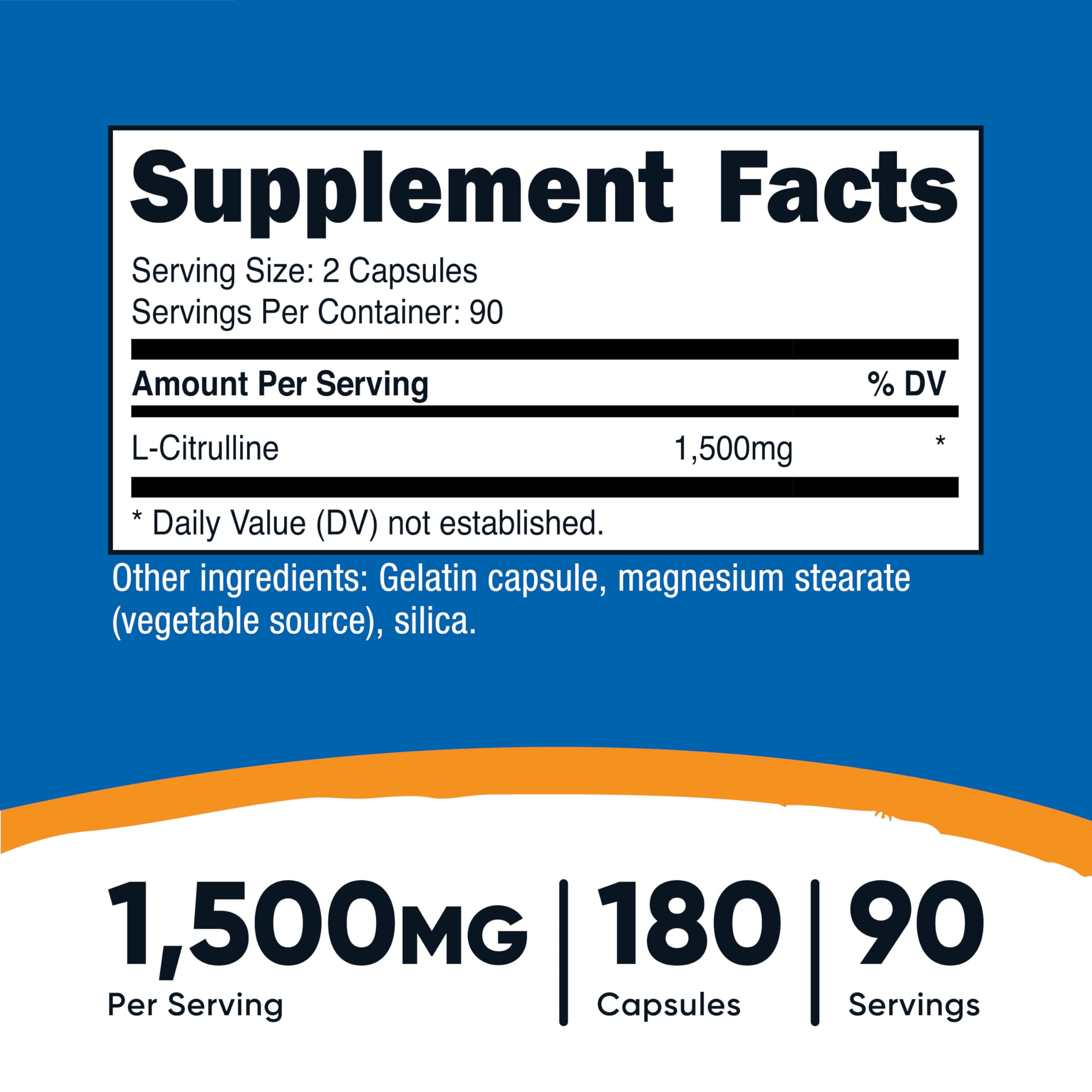 Nutricost L-Citrulline 750mg Capsules side view showing label