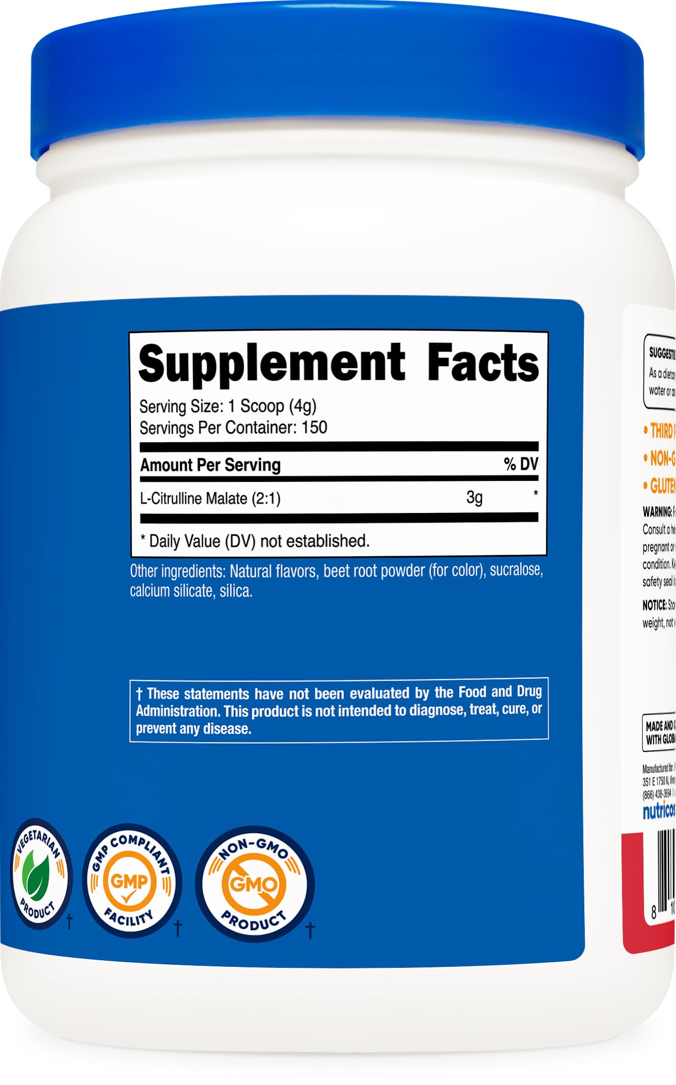 Nutricost L-Citrulline Malate 2:1 Strawberry Kiwi 600g packaging