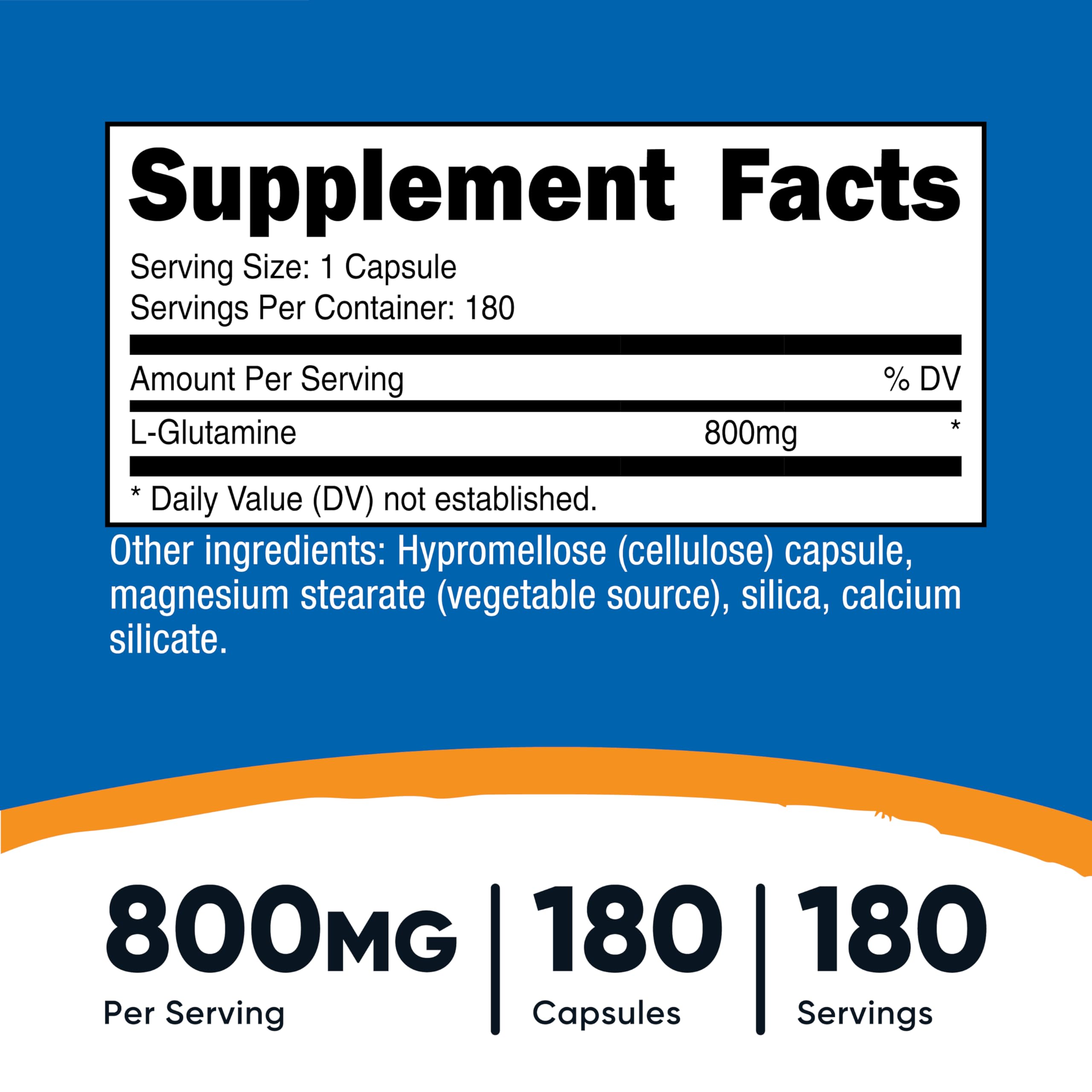 Nutricost L-Glutamine bottle side view showing label