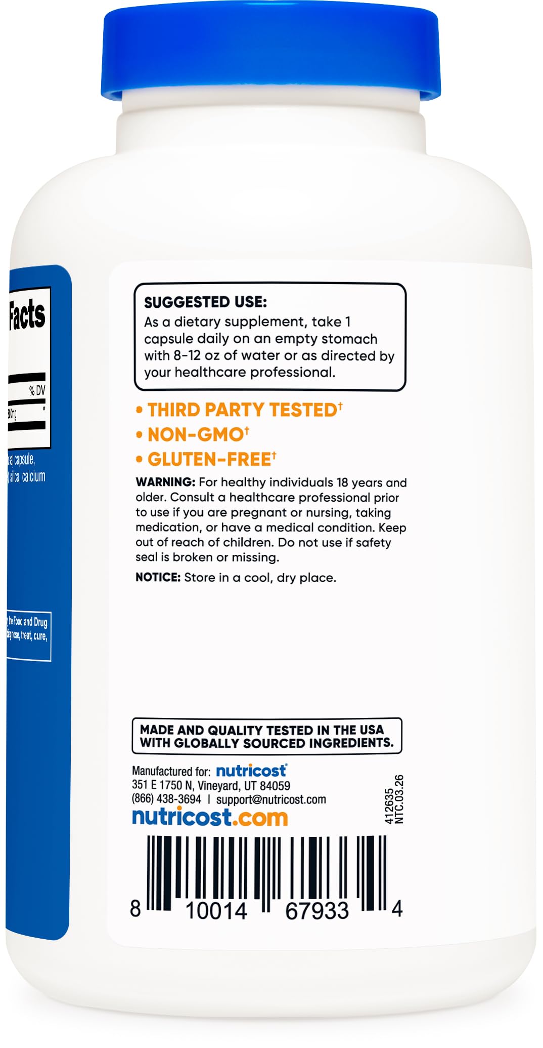 Nutricost L-Glutamine capsules with measuring scoop