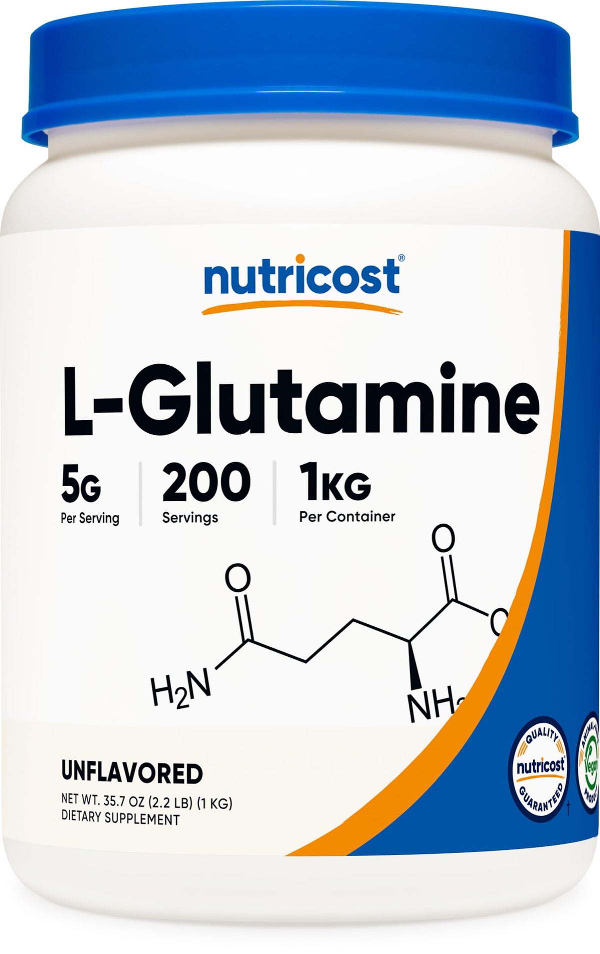 Nutricost L-Glutamine Powder 1kg front view