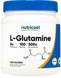 Nutricost L-Glutamine Powder 500g front view