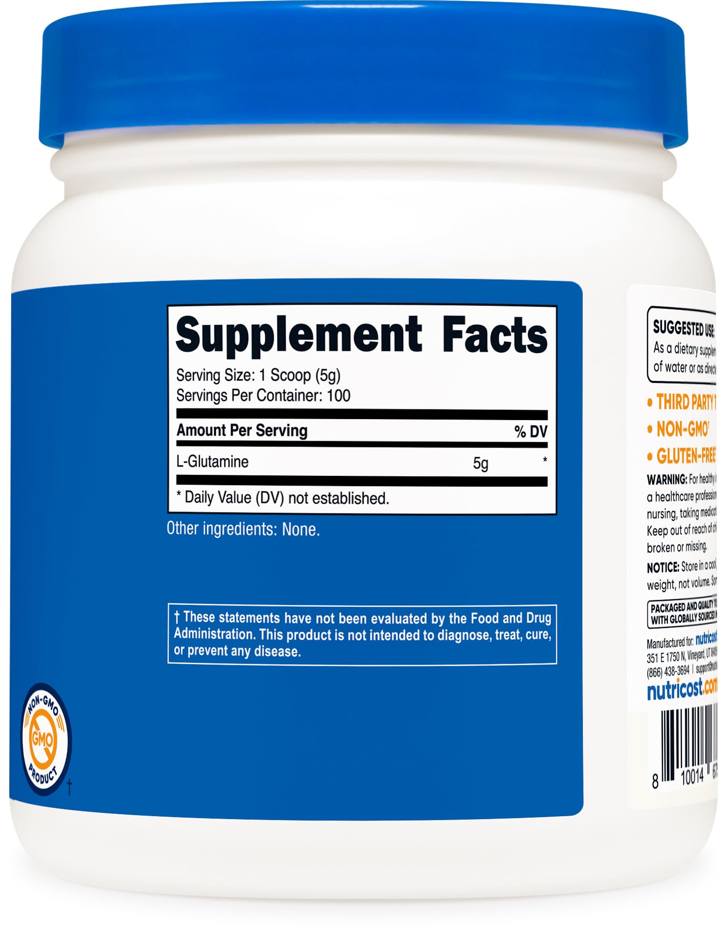 Nutricost L-Glutamine Powder 500g lifestyle scene