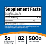 Nutricost L-Glutamine Powder 500g Peach Mango flavour side view