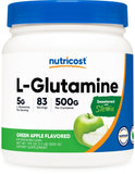 Nutricost L-Glutamine Powder Green Apple 500g front view