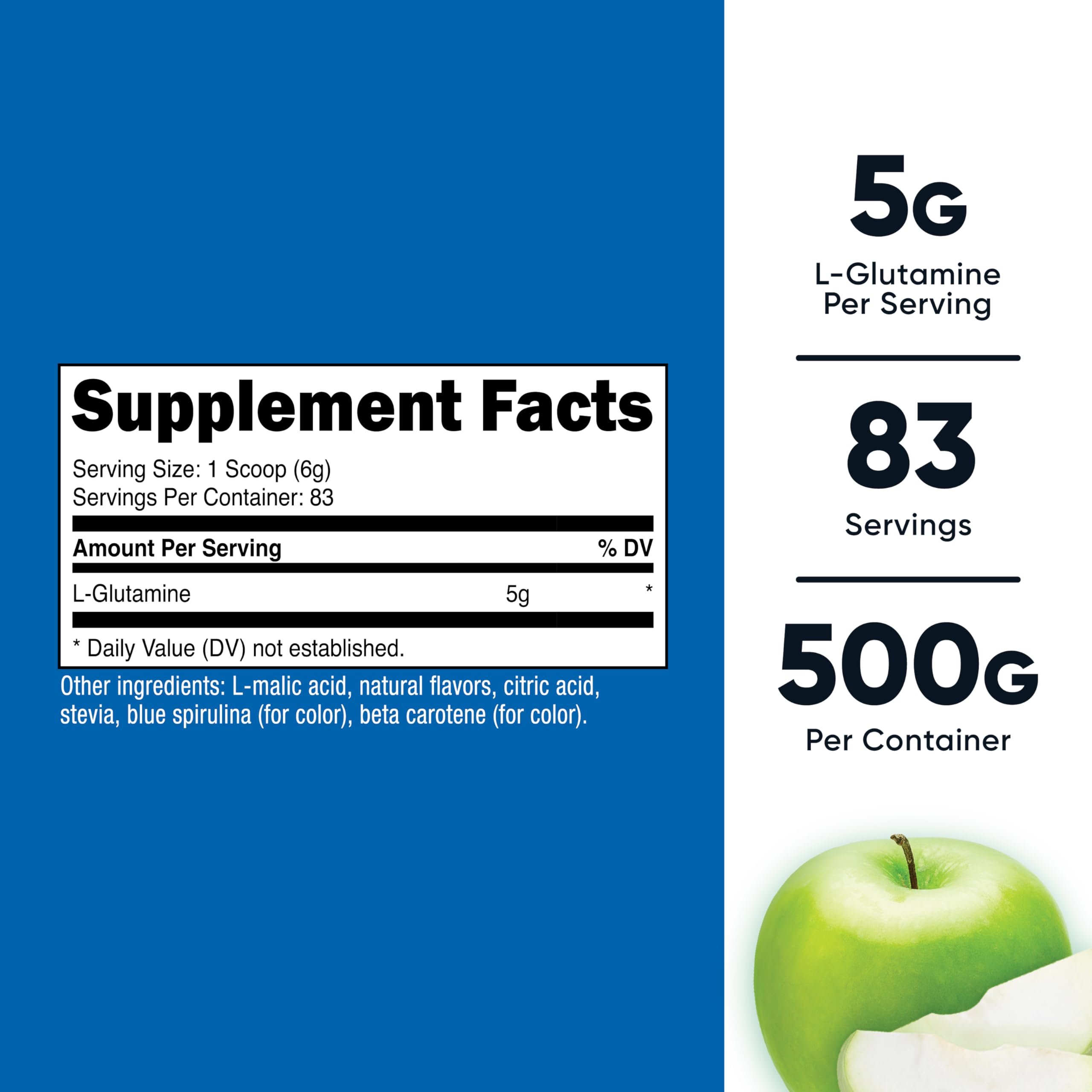 Nutricost L-Glutamine Powder Green Apple 500g packaging