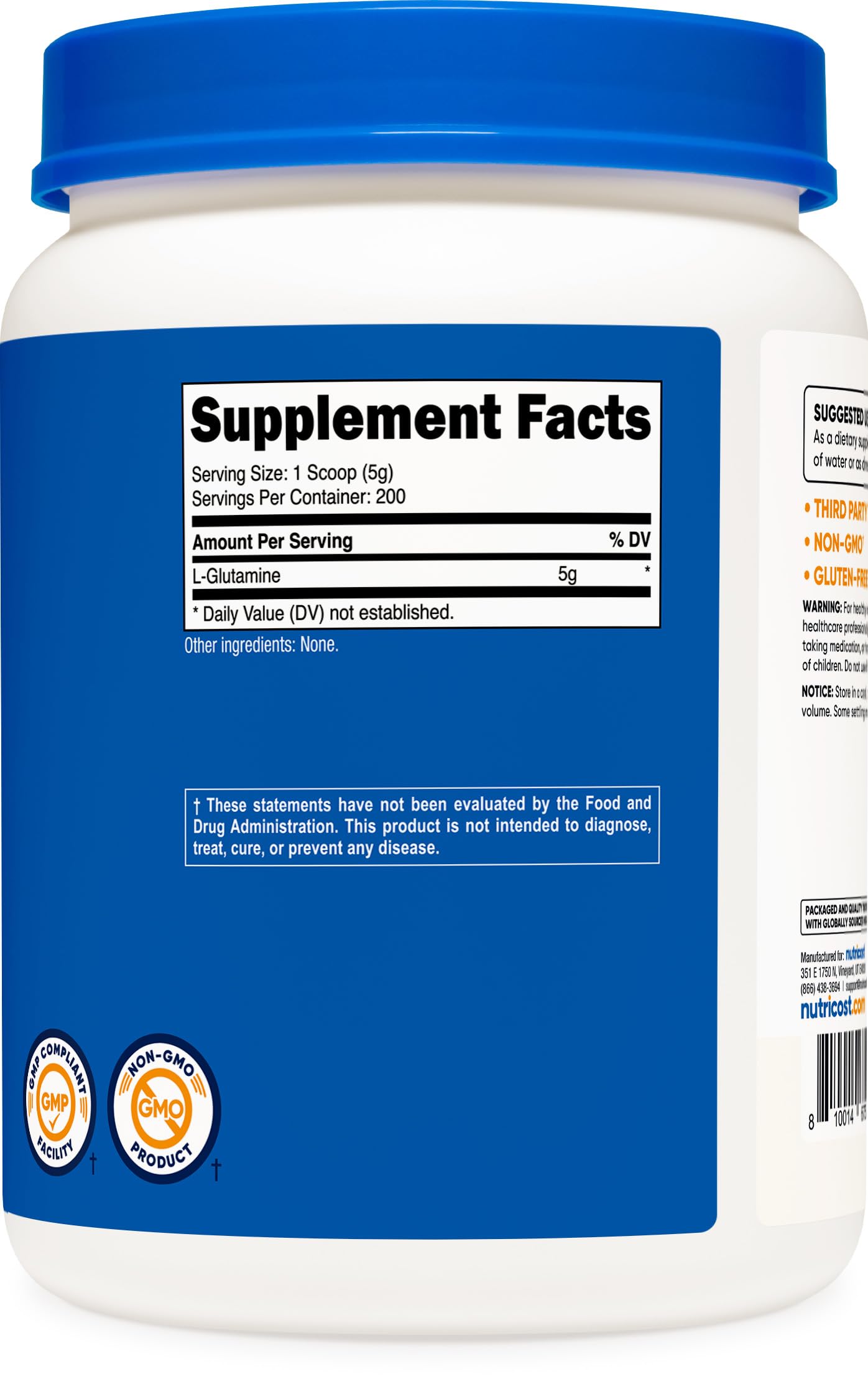 Nutricost L-Glutamine Powder in a kitchen setting