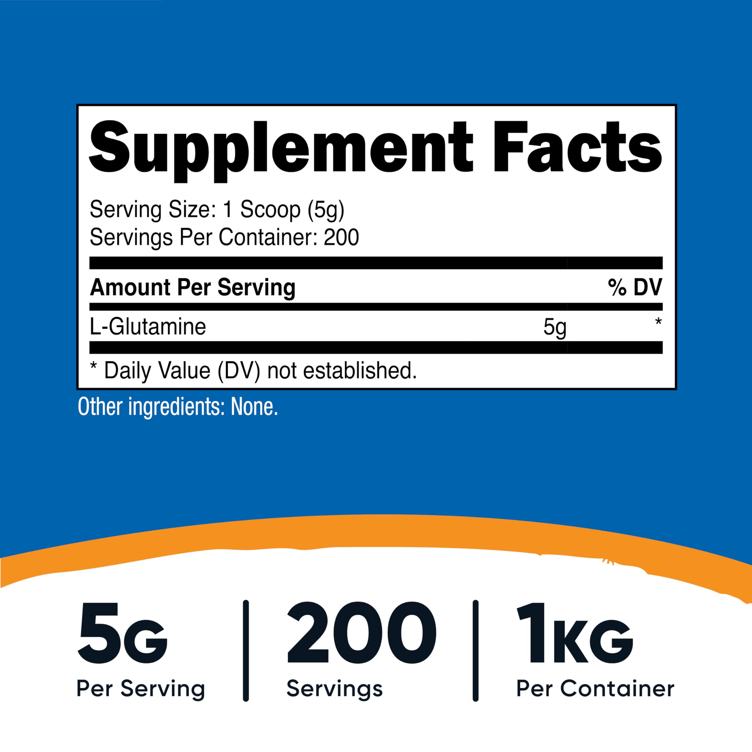 Nutricost L-Glutamine Powder packaging side view
