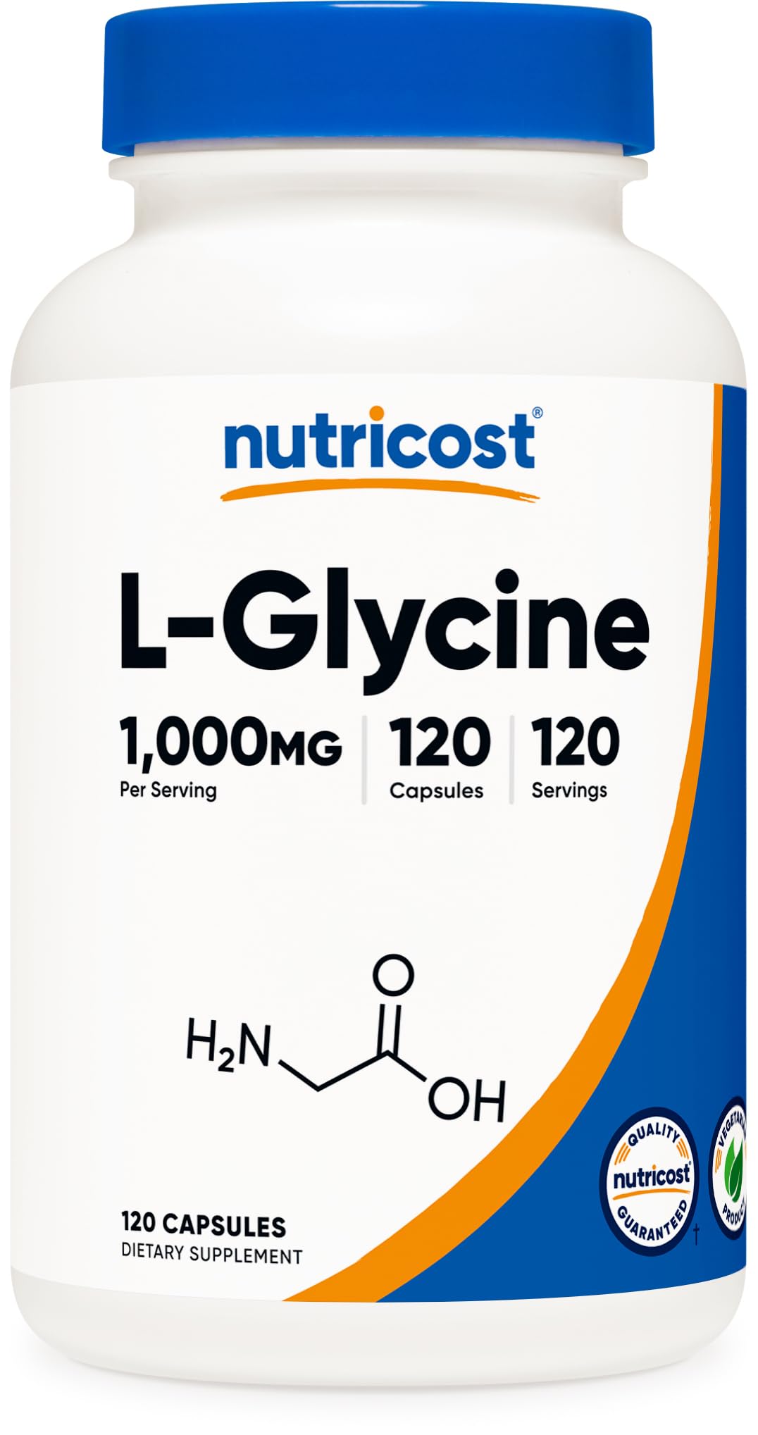 Nutricost L-Glycine Capsules 1000mg front view