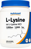 Nutricost L-Lysine Powder front view with packaging
